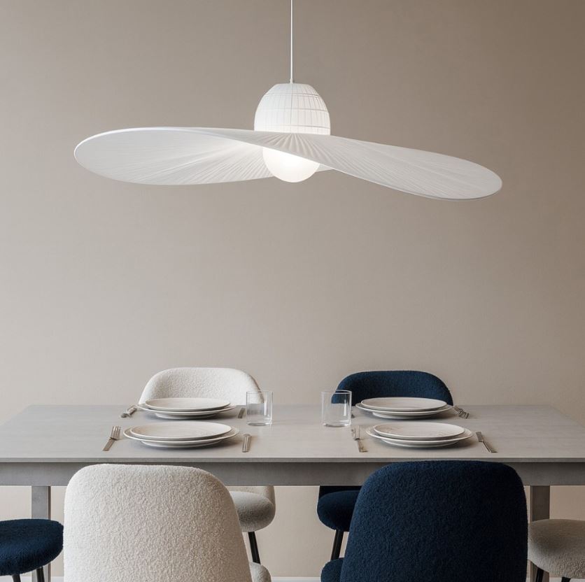 Hat Beyaz Şapka Kumaş Sarkıt Avize