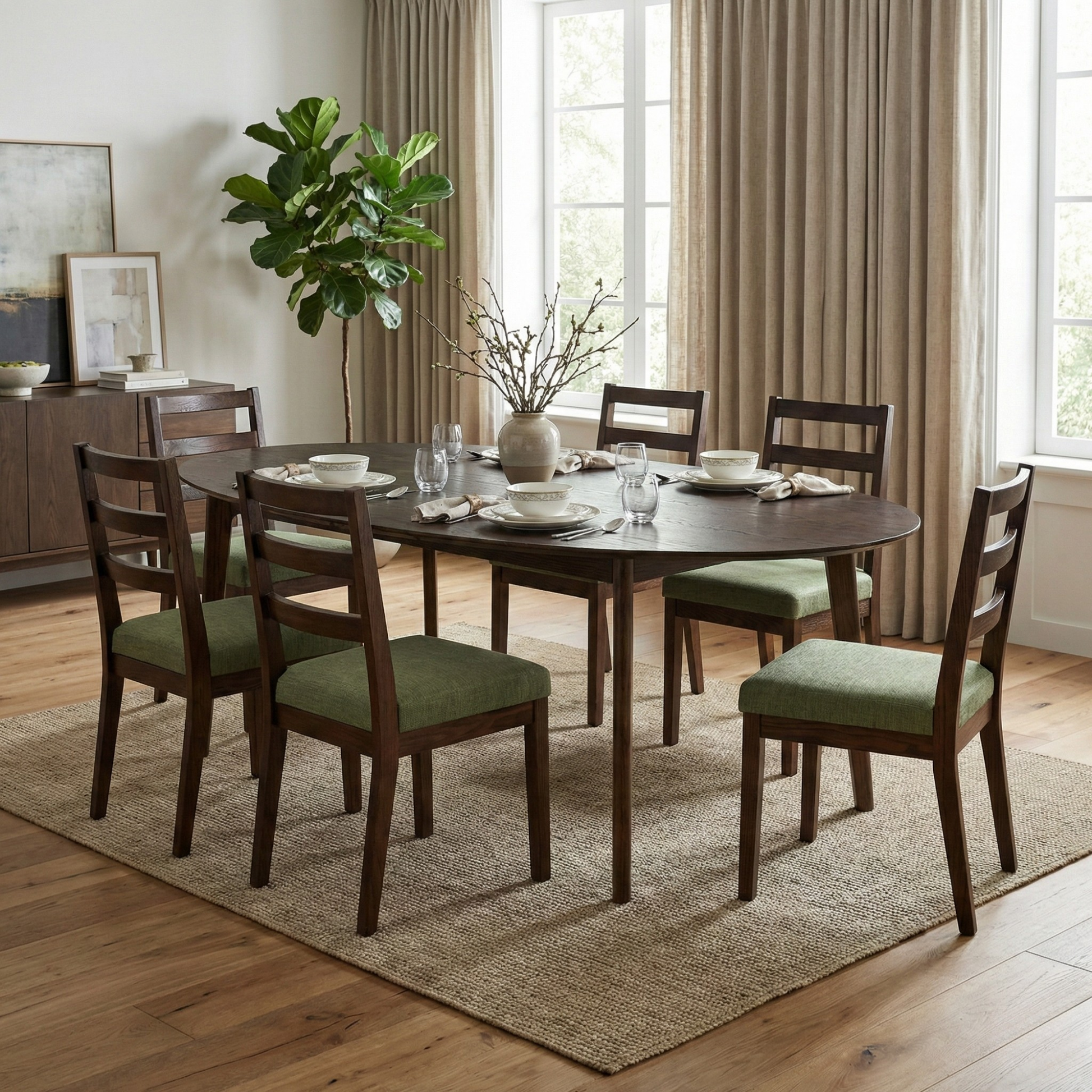 Henlow Oval Yemek Masası | Koyu Meşe