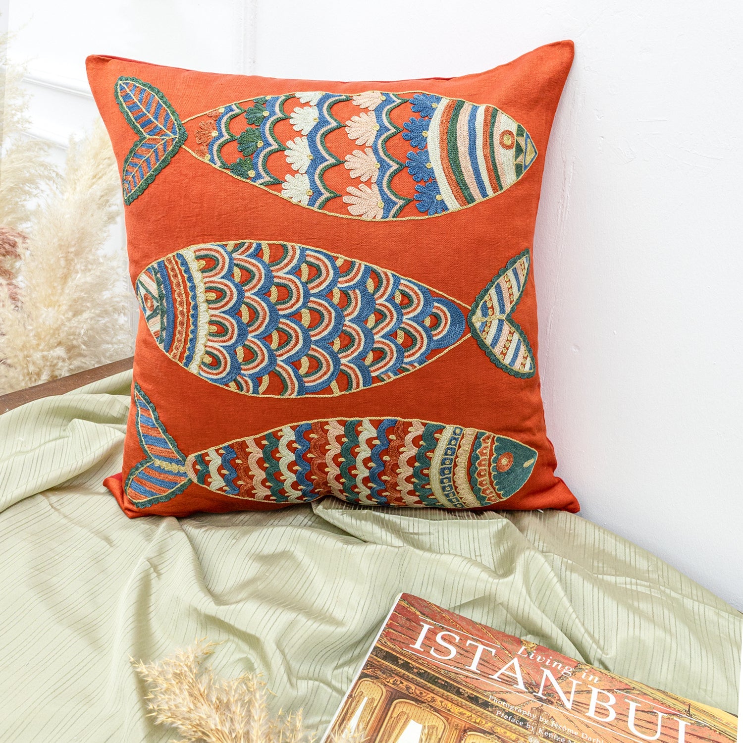 Heper Balık Desenli Kırlent 50x50 cm-Yastık & Kırlent-Soho Antiq-NowShopFun