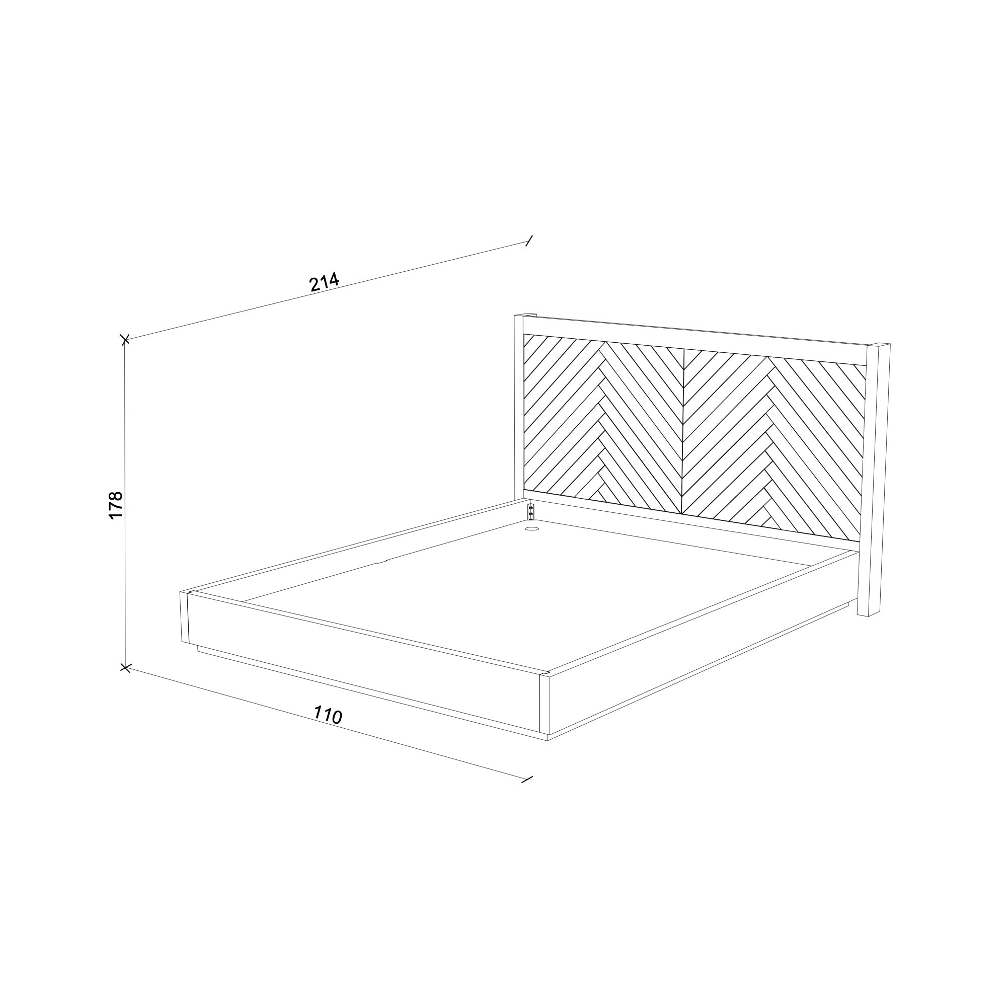 Herringbone Double Bed, Herringbone Solid Oak