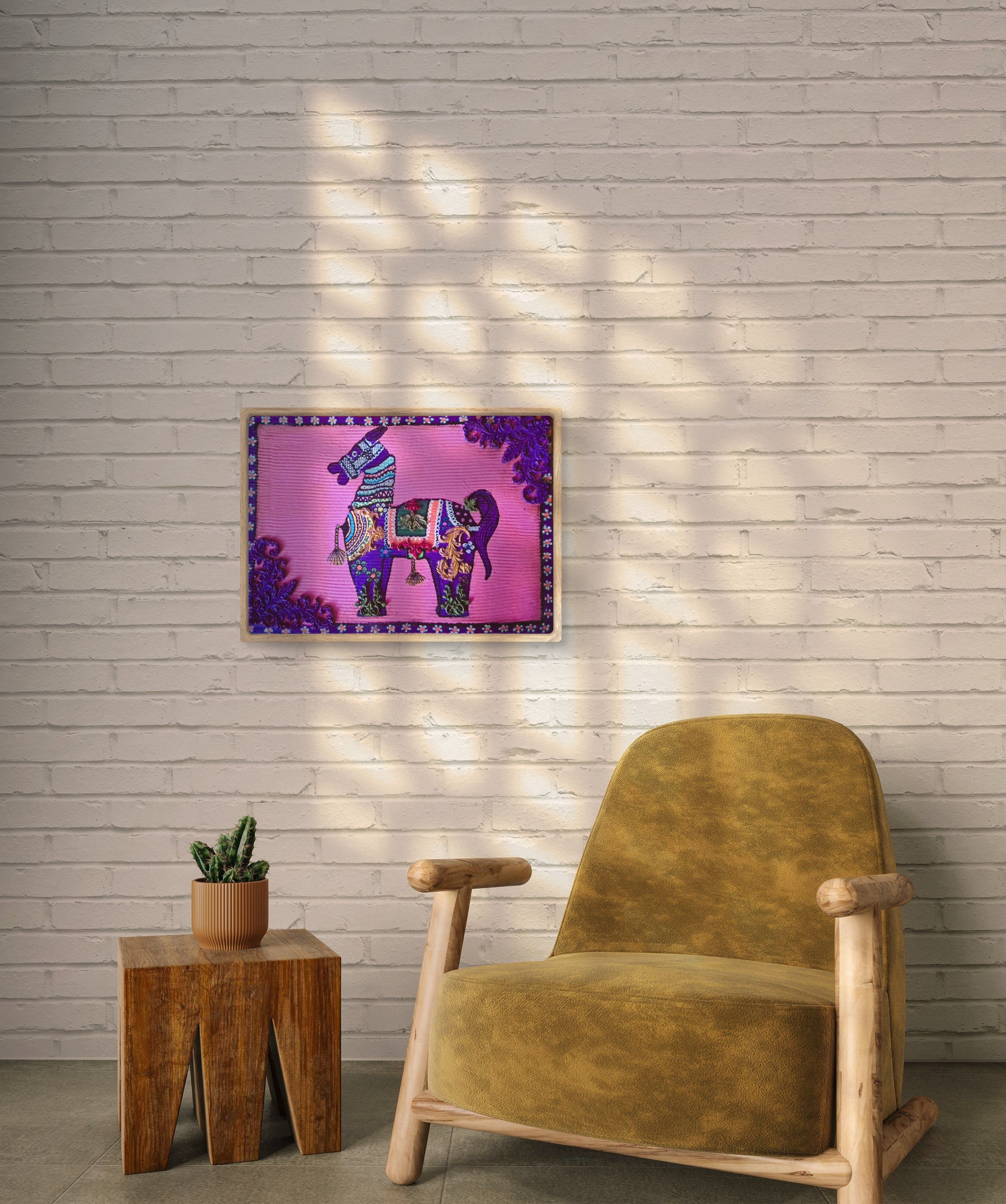 Hint Atı 3 Tablo El Yapımı Ahşap Üzerine Akrilik Duvar Dekoru