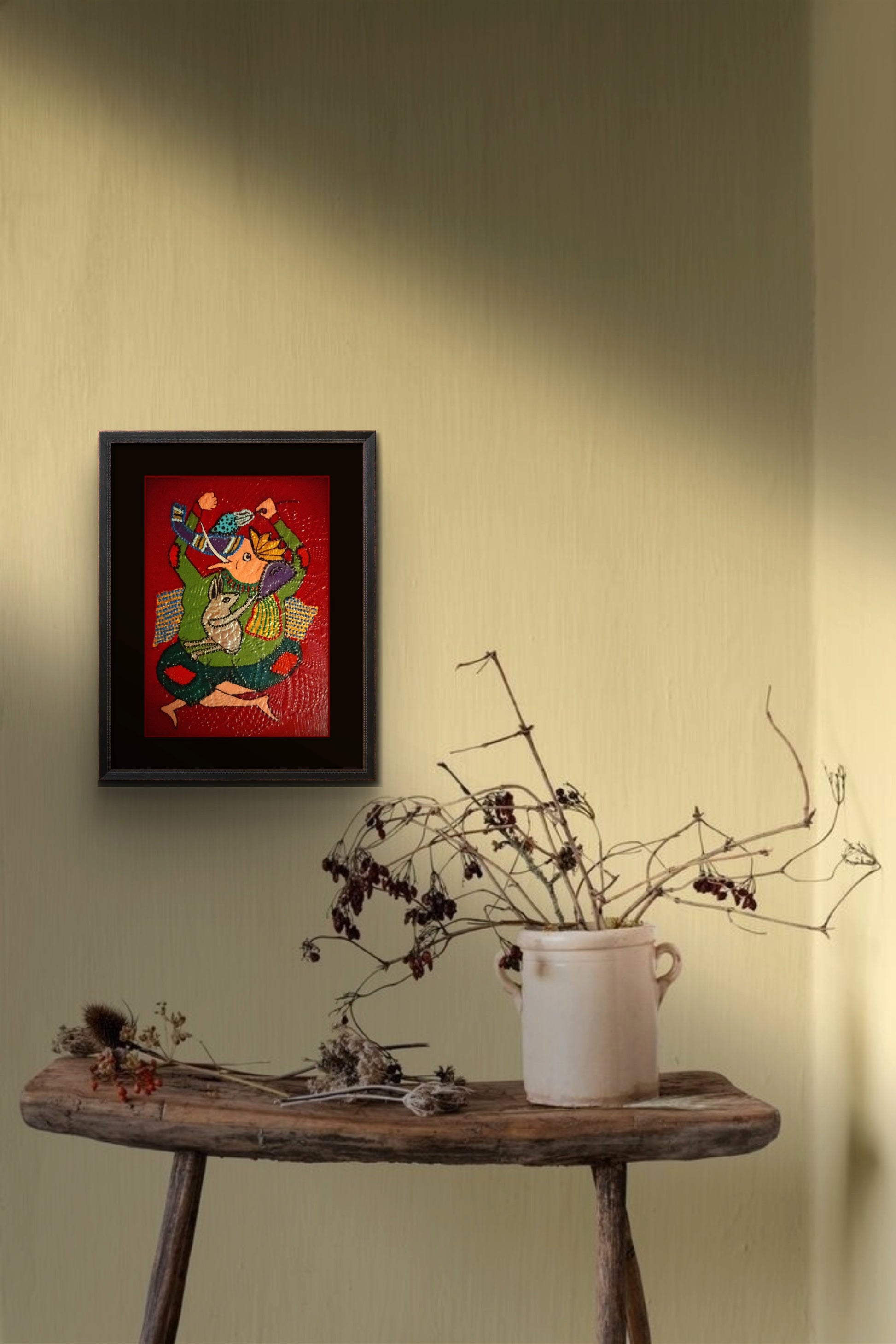 Hint Fili Tablo El Yapımı Ahşap Üzerine Akrilik Duvar Dekoru