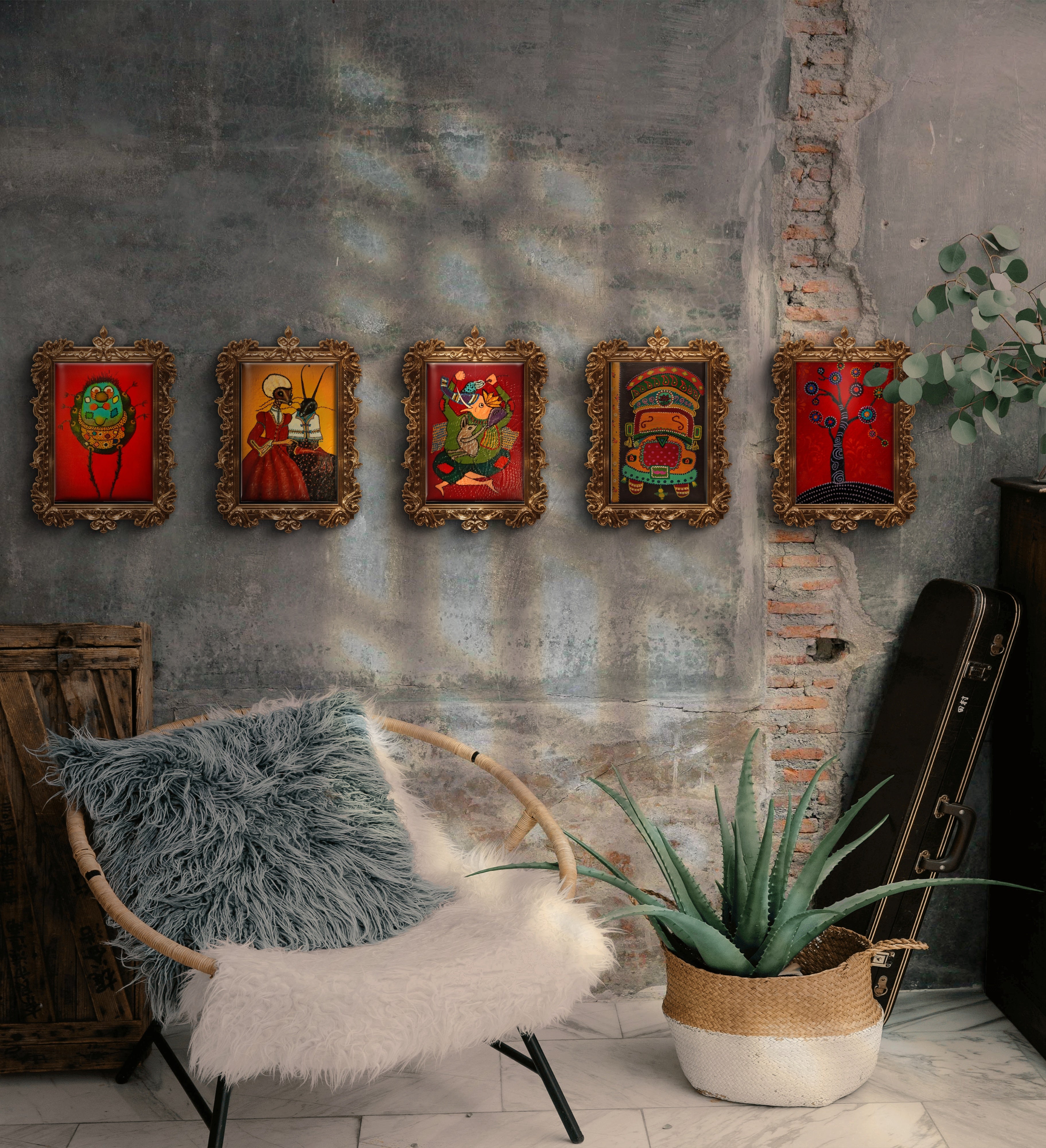 Hint Fili Tablo El Yapımı Ahşap Üzerine Akrilik Duvar Dekoru