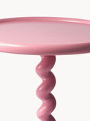 Twister Yuvarlak Yan Sehpa Toz Boyalı Alüminyum Pudra Pembe