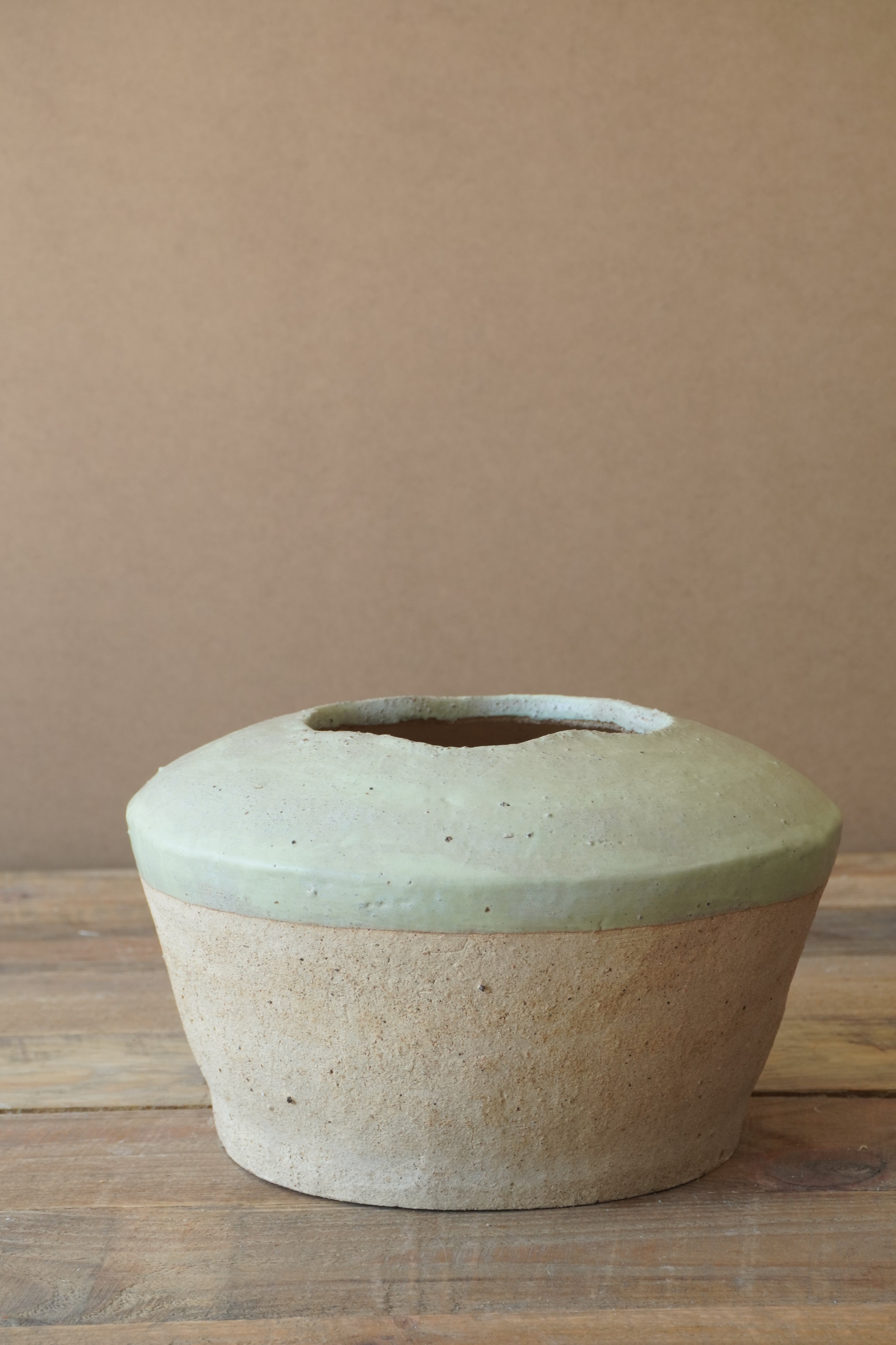 İki Tonlu Seramik Yeşil Detay Vazo