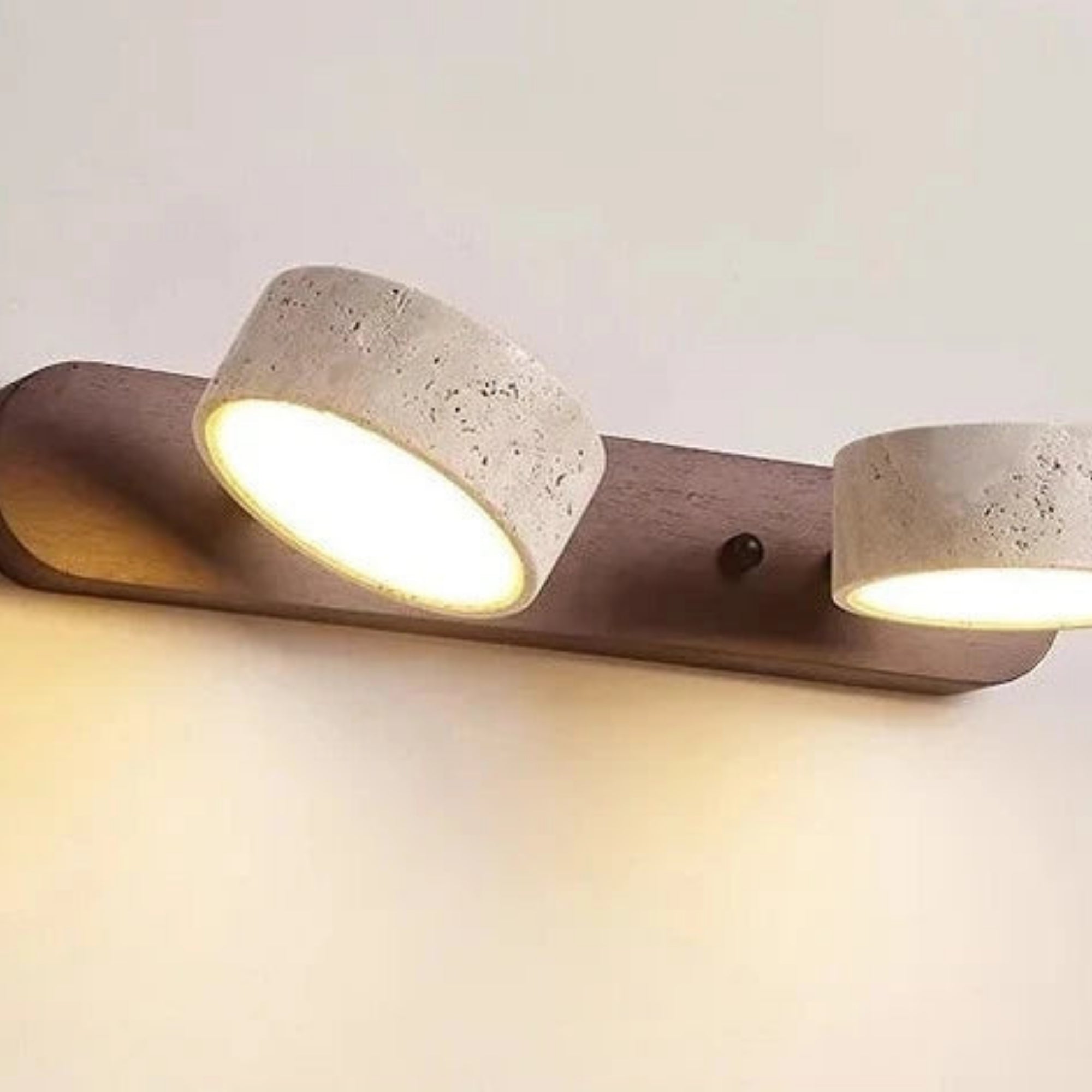 İkili Traverten Ahşap Led Aplik-Aplik-Life Aydınlatma-Ceviz-NowShopFun
