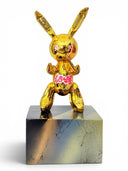 İkonik Balon Tavşan Heykeli | Gold Krom Love Edition