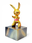 İkonik Balon Tavşan Heykeli | Gold Krom Love Edition