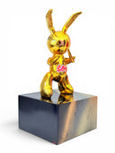 İkonik Balon Tavşan Heykeli | Gold Krom Love Edition