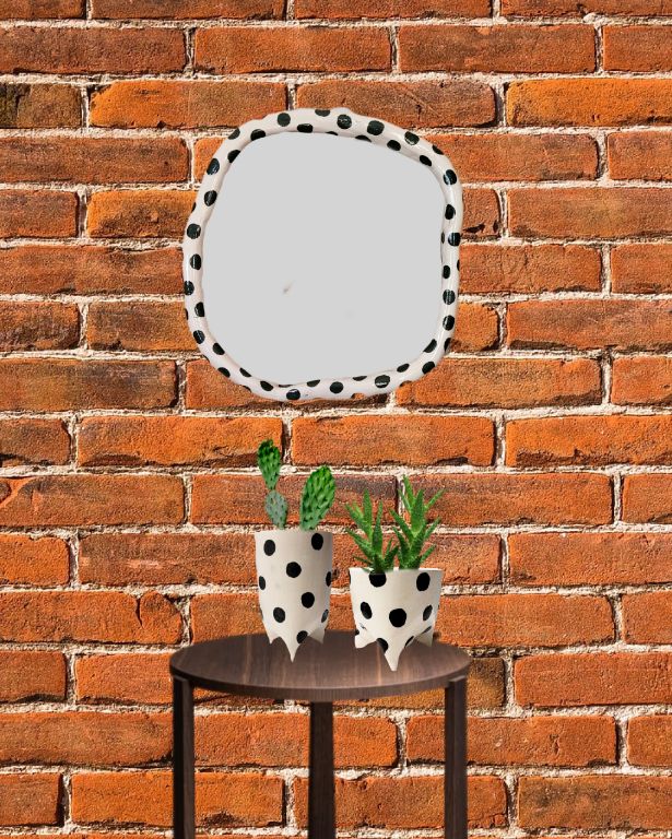 Black and White Footed Ceramic Flower Pot