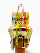 Melty Bag Heykeli | Gold Krom Dondurma Çanta Pop Art | Koleksiyon Figürü
