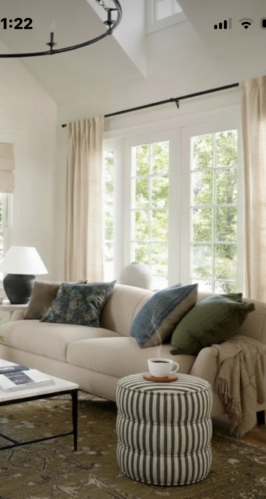 %100 Natural Pamuk  Çizgili Puf