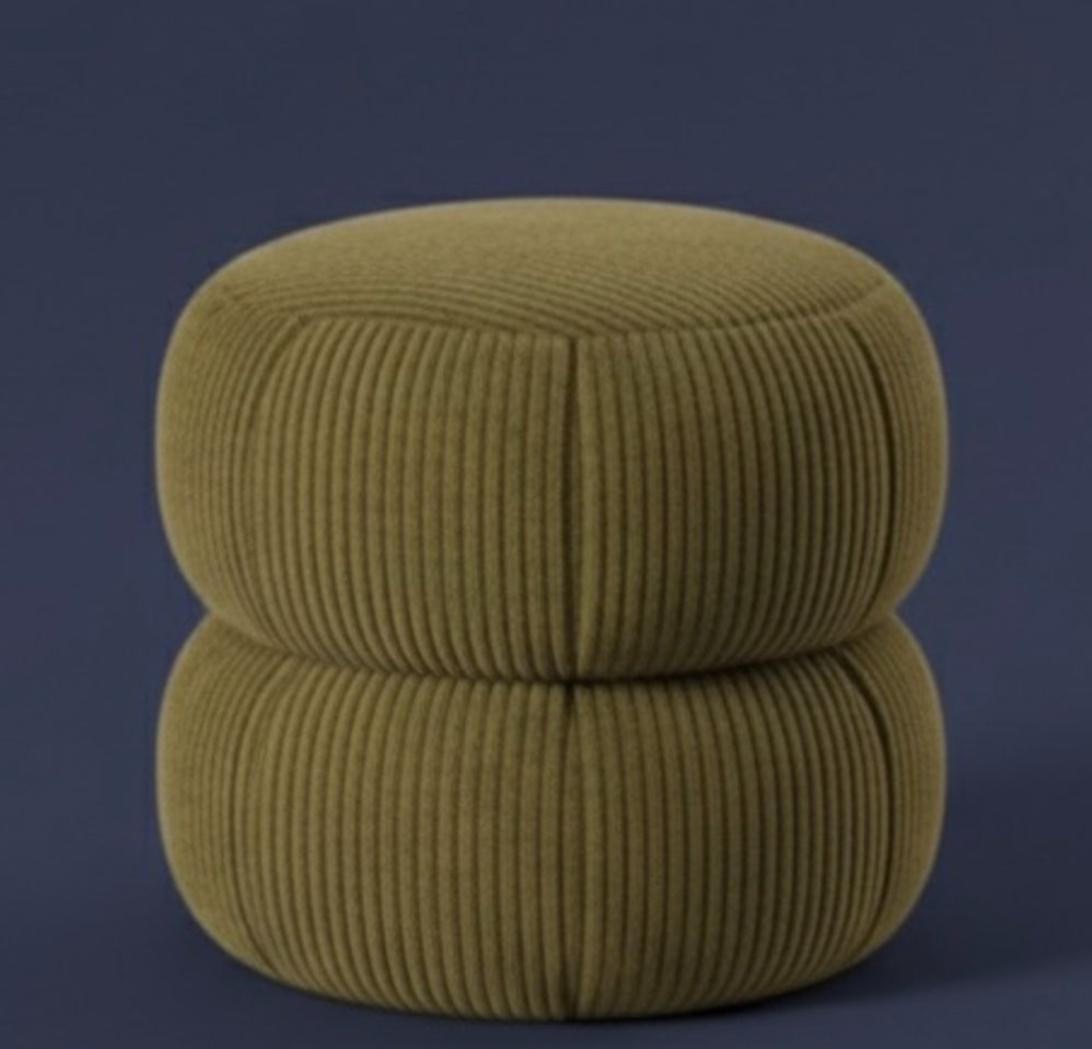 Ba'al Kadife Yuvarlak Puf/Tabure