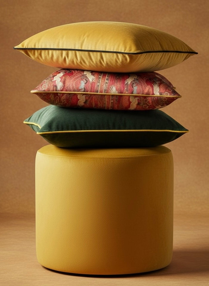 Turna Kuşu Parlak Kadife Kırlent Kılıfı