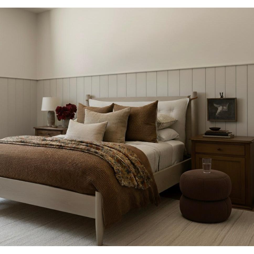 Ba'al Kadife Yuvarlak Puf/Tabure