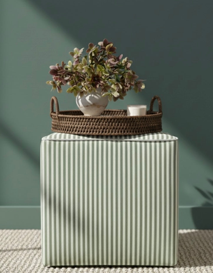 Stripe, %100 Pamuk Kare Puf/Yan Sehpa