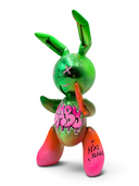Balon Tavşan Heykeli | Yeşil Pembe Degrade Baby Graffiti Pop Art | Koleksiyon Figürü