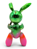 Balon Tavşan Heykeli | Yeşil Pembe Degrade Baby Graffiti Pop Art | Koleksiyon Figürü