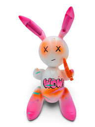 Pembe Beyaz Balon Tavşan Heykeli | Wow Graffiti Pop Art-Heykel-And Iconic Art Store-NowShopFun