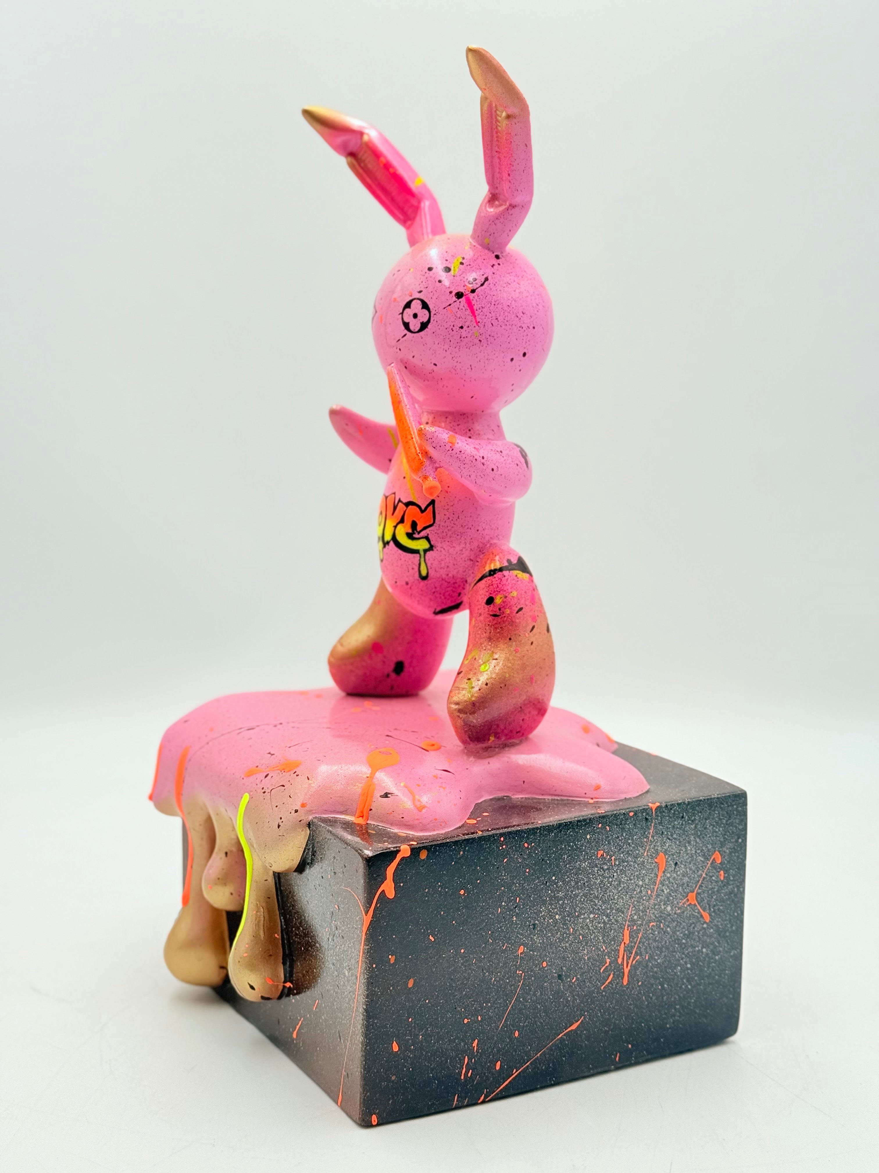 Pembe Love Mottolu Balon Tavşan Heykeli