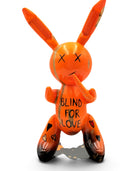 Blind For Love Balon Tavşan Heykeli | Neon Turuncu Akıtmalı Kaideli Tasarım