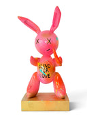 Pembe Balon Tavşan Heykeli | Neon & Gold Detaylı Pop Art Tasarım