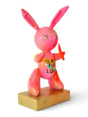Pembe Balon Tavşan Heykeli | Neon & Gold Detaylı Pop Art Tasarım