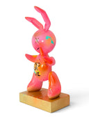Pembe Balon Tavşan Heykeli | Neon & Gold Detaylı Pop Art Tasarım