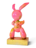 Pembe Balon Tavşan Heykeli | Neon & Gold Detaylı Pop Art Tasarım