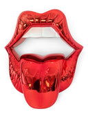 Kırmızı Krom Dudak Heykeli – Juicy Lips Duvar Dekoru