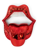 Kırmızı Krom Dudak Heykeli – Juicy Lips Duvar Dekoru