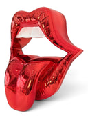Kırmızı Krom Dudak Heykeli – Juicy Lips Duvar Dekoru
