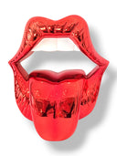 Kırmızı Krom Dudak Heykeli – Juicy Lips Duvar Dekoru