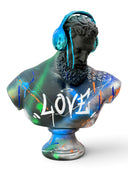 Dj Hercules Love Heykeli 60cm | Mavi Krom Kulaklıklı Tasarım