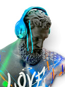 Dj Hercules Love Heykeli 60cm | Mavi Krom Kulaklıklı Tasarım