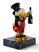 Varyemez Amca Scrooge McDuck Şampanya Heykeli | Kırmızı Altın Gümüş Krom Pop Art | Koleksiyon Figürü