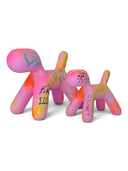 Pembe Puppy Heykel Seti – Graffiti Pop Art Temalı 2’Li Soyut Köpek Heykeli