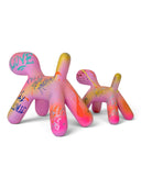 Pembe Puppy Heykel Seti – Graffiti Pop Art Temalı 2’Li Soyut Köpek Heykeli