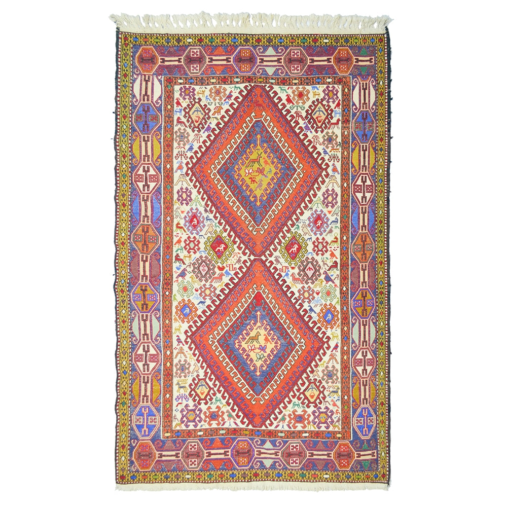 İpek ve Yünden El Dokuma İran Sumak Kilim 117x200 cm-Kilim & Halı-KilimCo-NowShopFun
