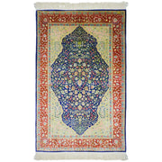 İpekten El Dokuma Çeşmi Bülbül Desenli Hereke Halısı 108X164 Cm