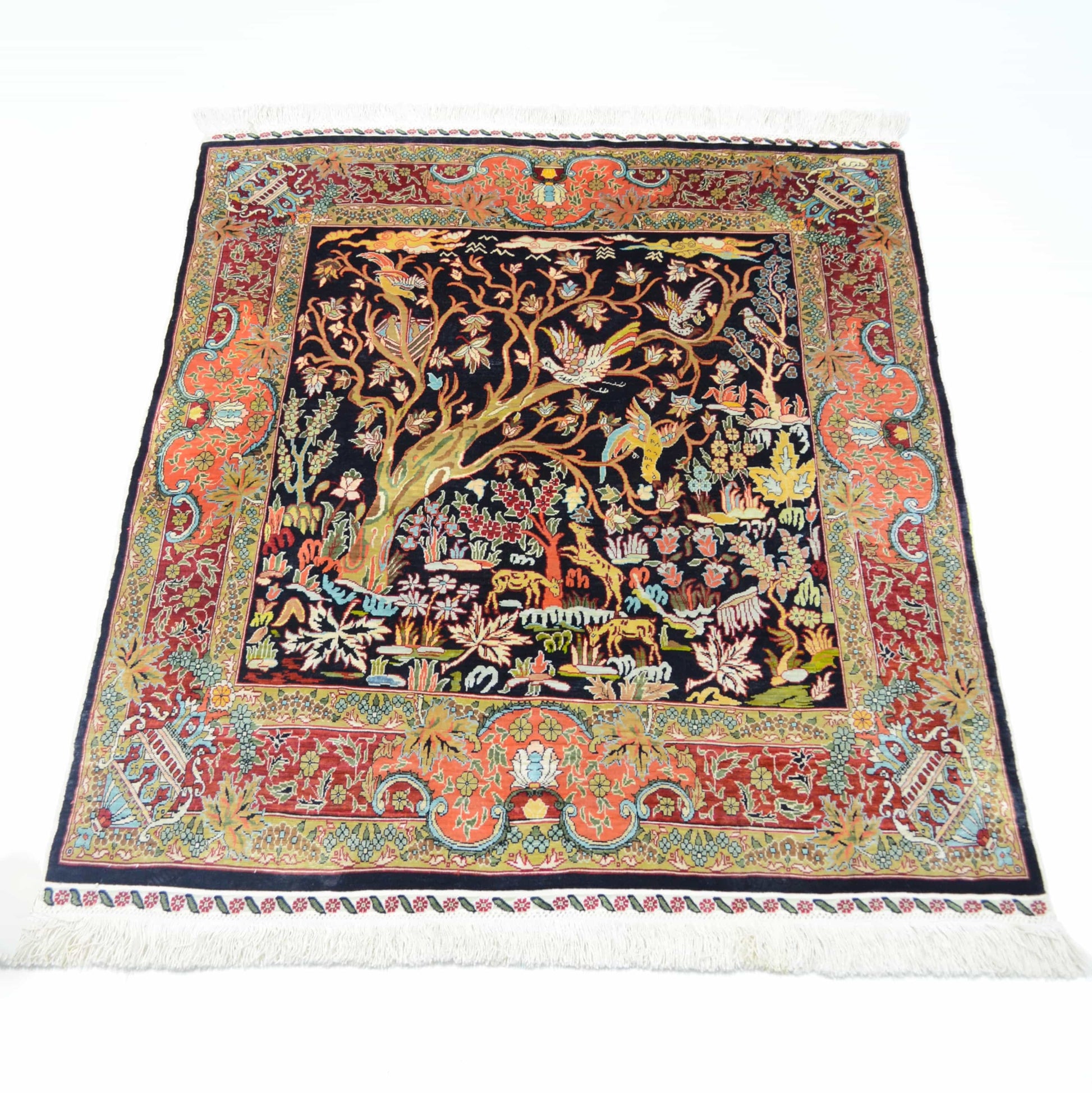 İpekten El Dokuma Gamlı Sonbahar Hereke Halısı 80X90 Cm