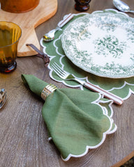 İris Amerikan Servis & Peçete Seti-Amerikan Servis-Mariaida Home-Beyaz/Yeşil-NowShopFun