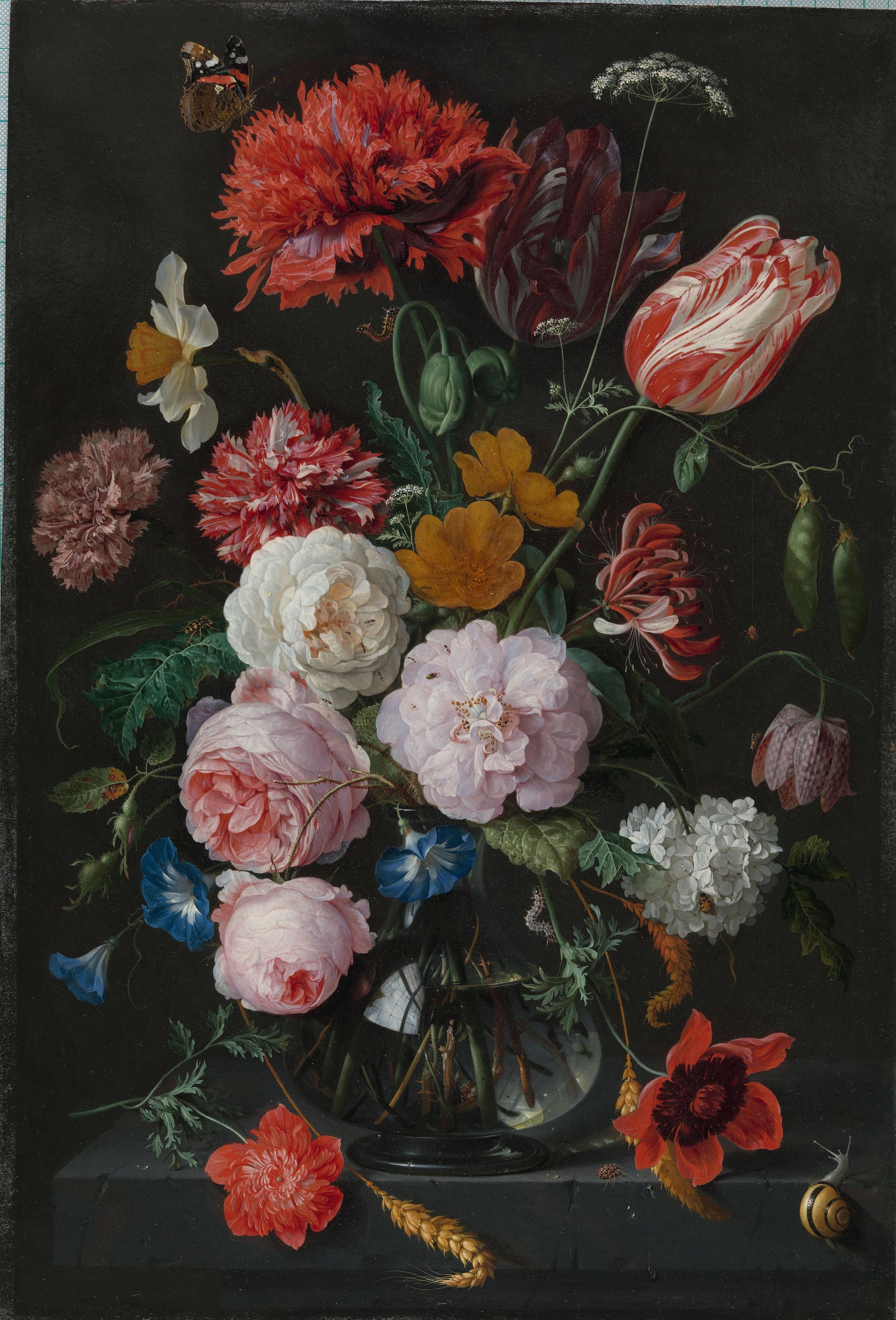 Jan Davidsz. de Heem - Cam Vazoda Çiçekler Fine Art Baskı