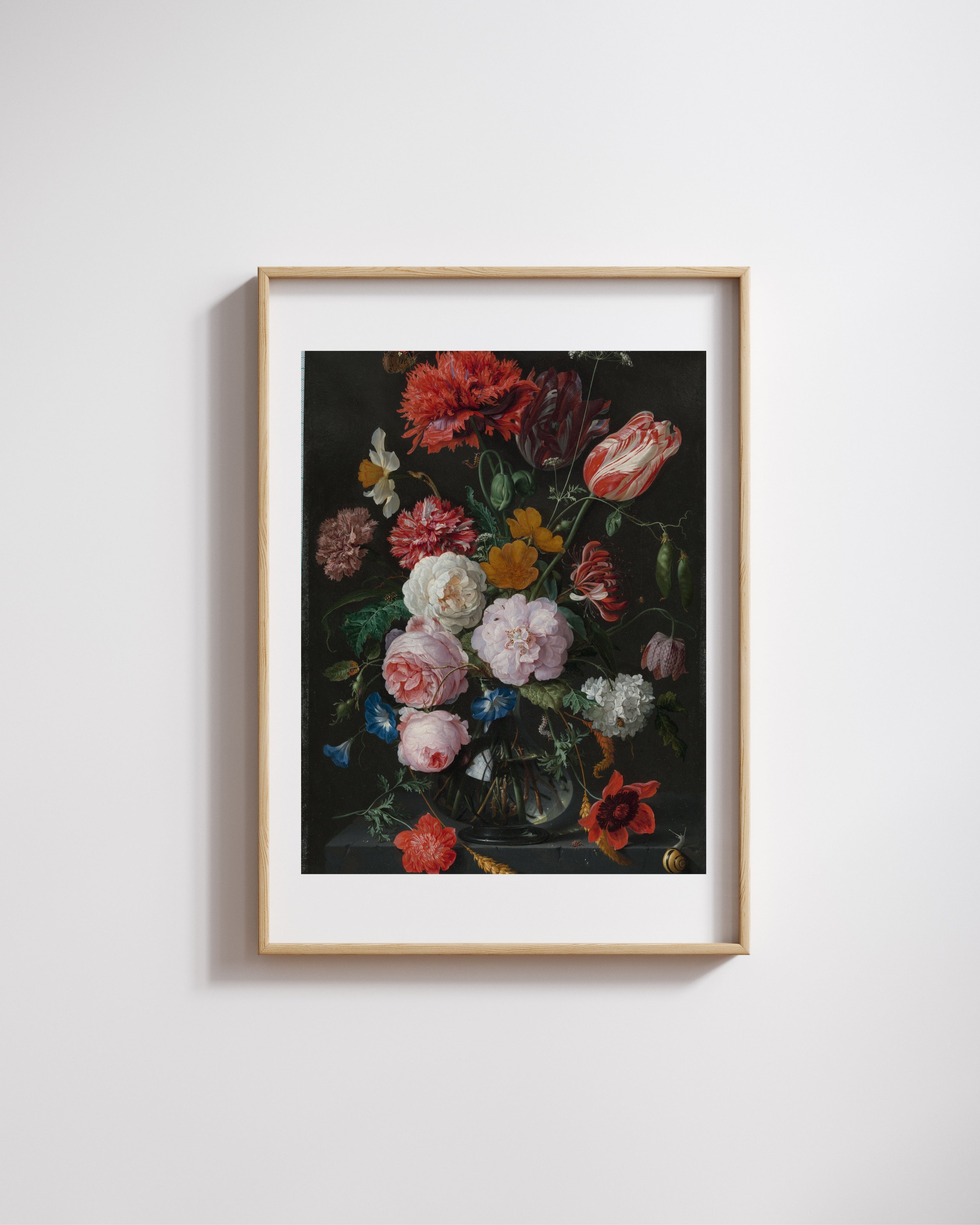 Jan Davidsz. de Heem - Cam Vazoda Çiçekler Fine Art Baskı