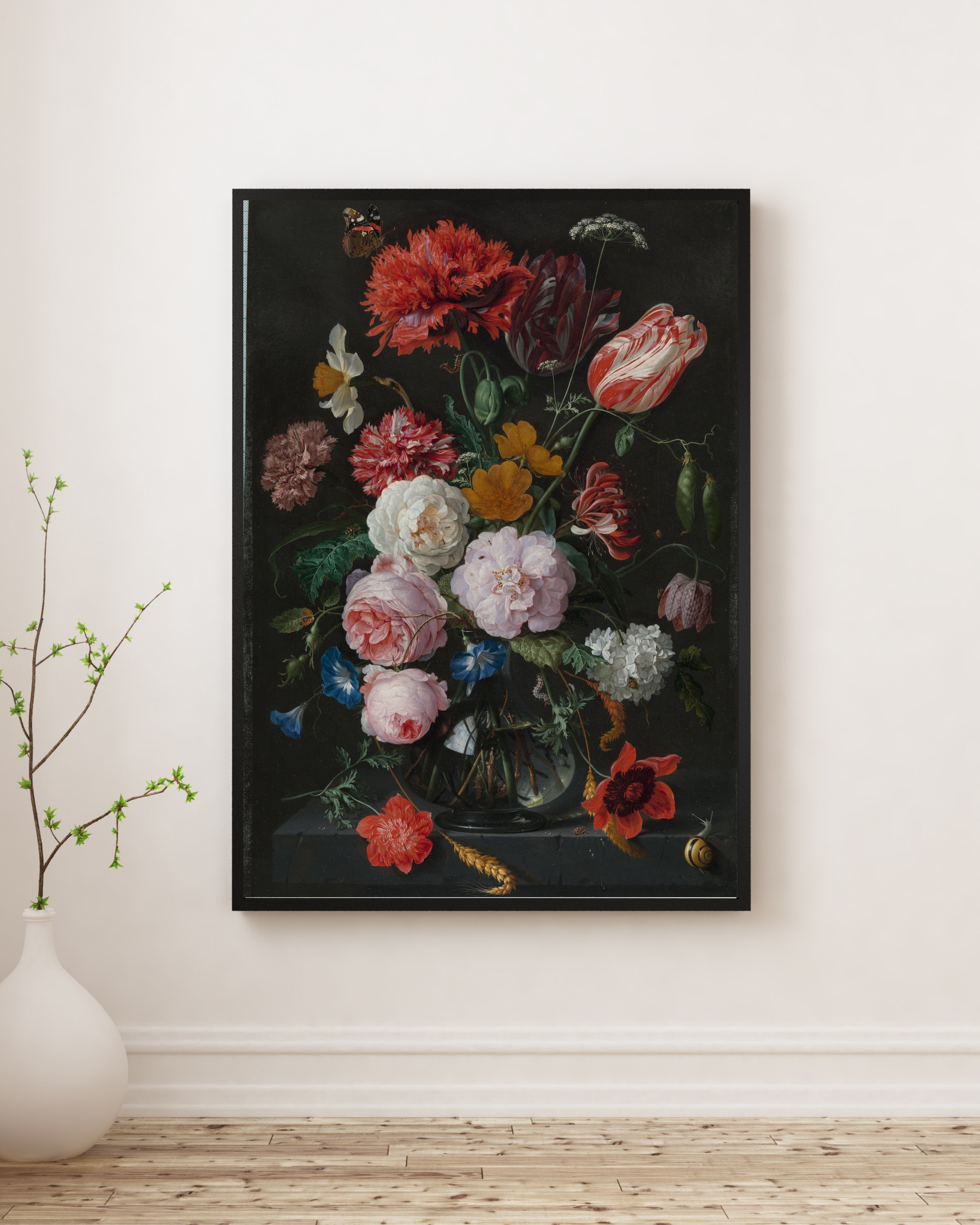 Jan Davidsz. de Heem - Cam Vazoda Çiçekler Fine Art Baskı