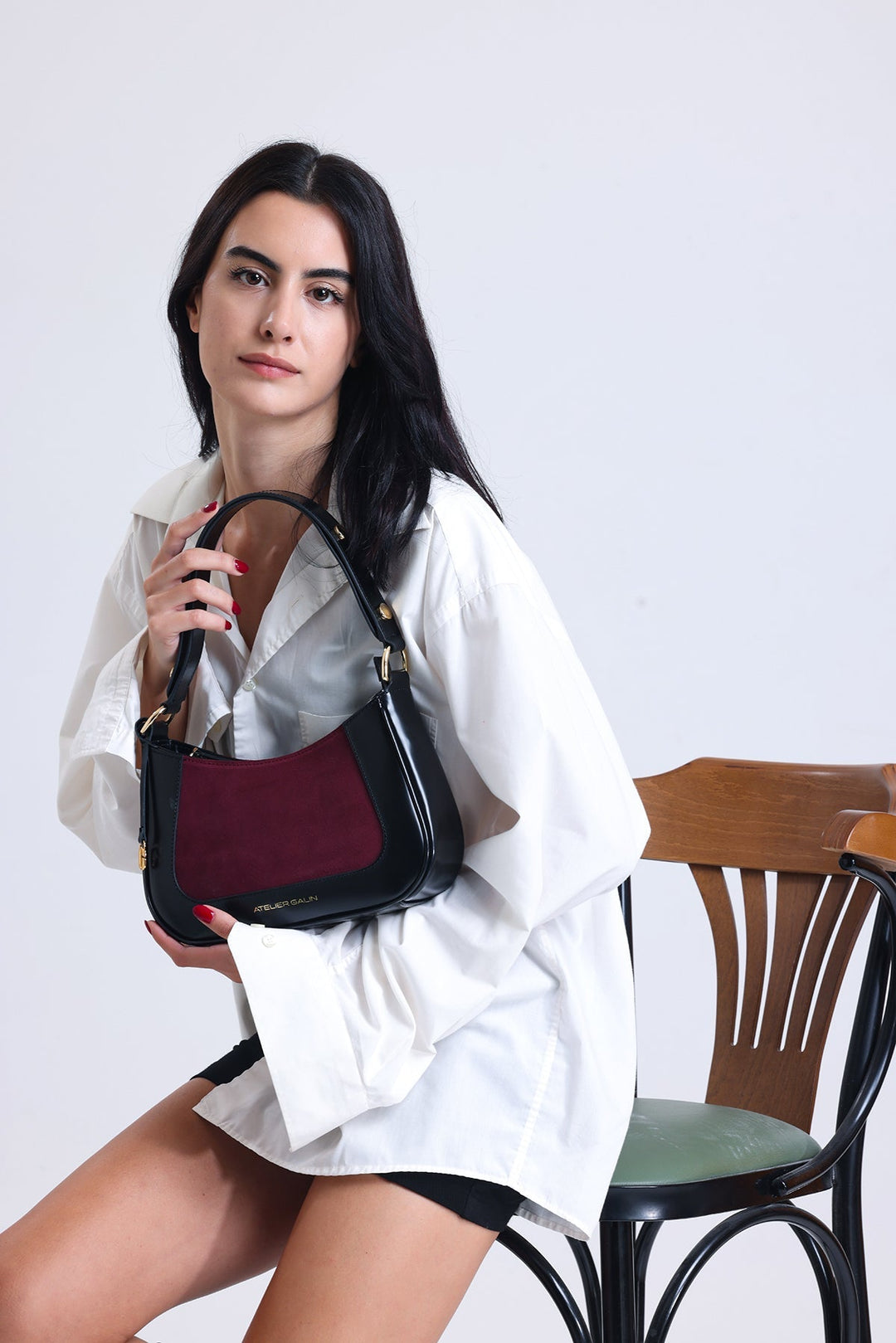 Jasmine Hobo Deep Red Omuz Çantası-Omuz Çantası-Atelier Galin-NowShopFun