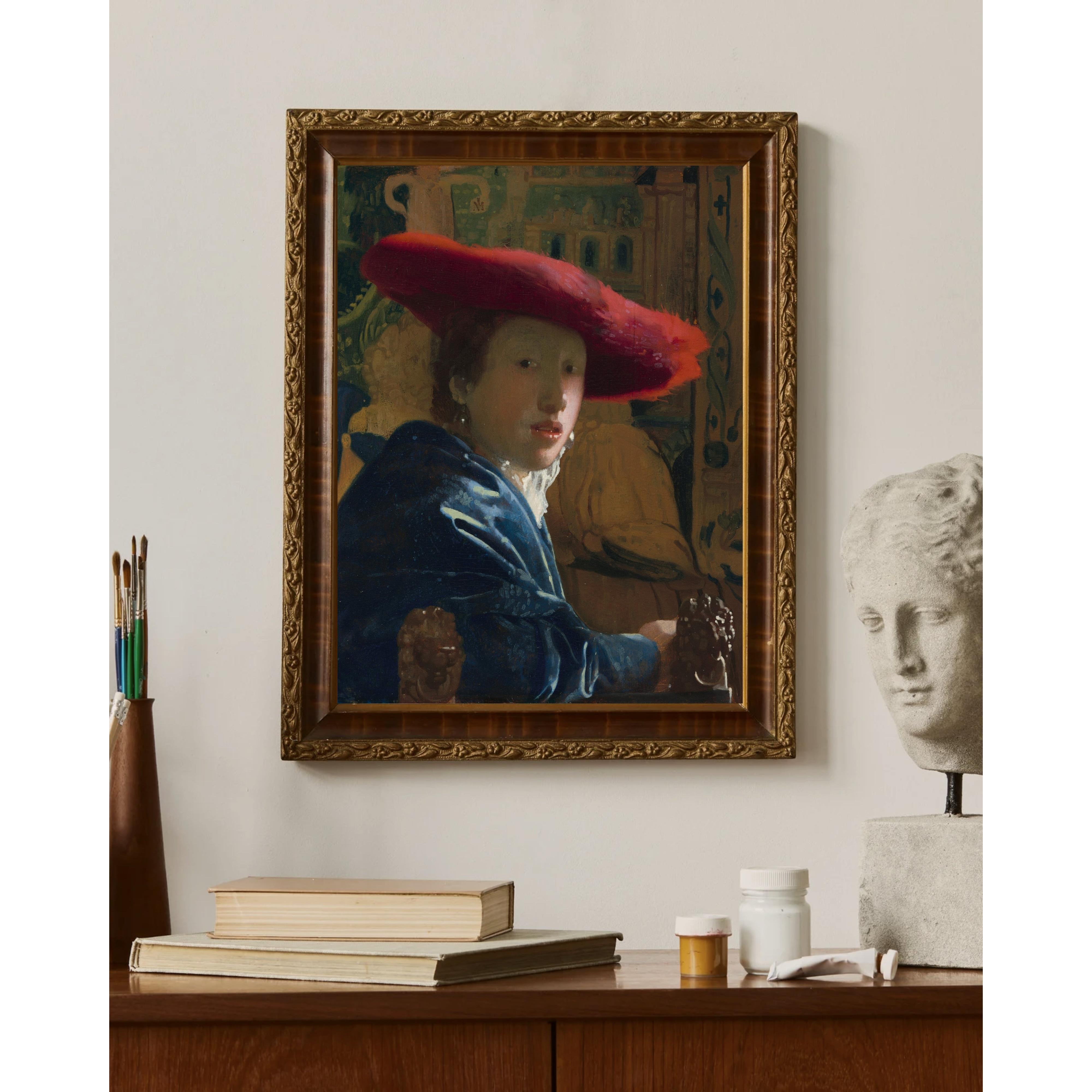 Johannes Vermeer - Kırmızı Şapkalı Kız Çerçeve
