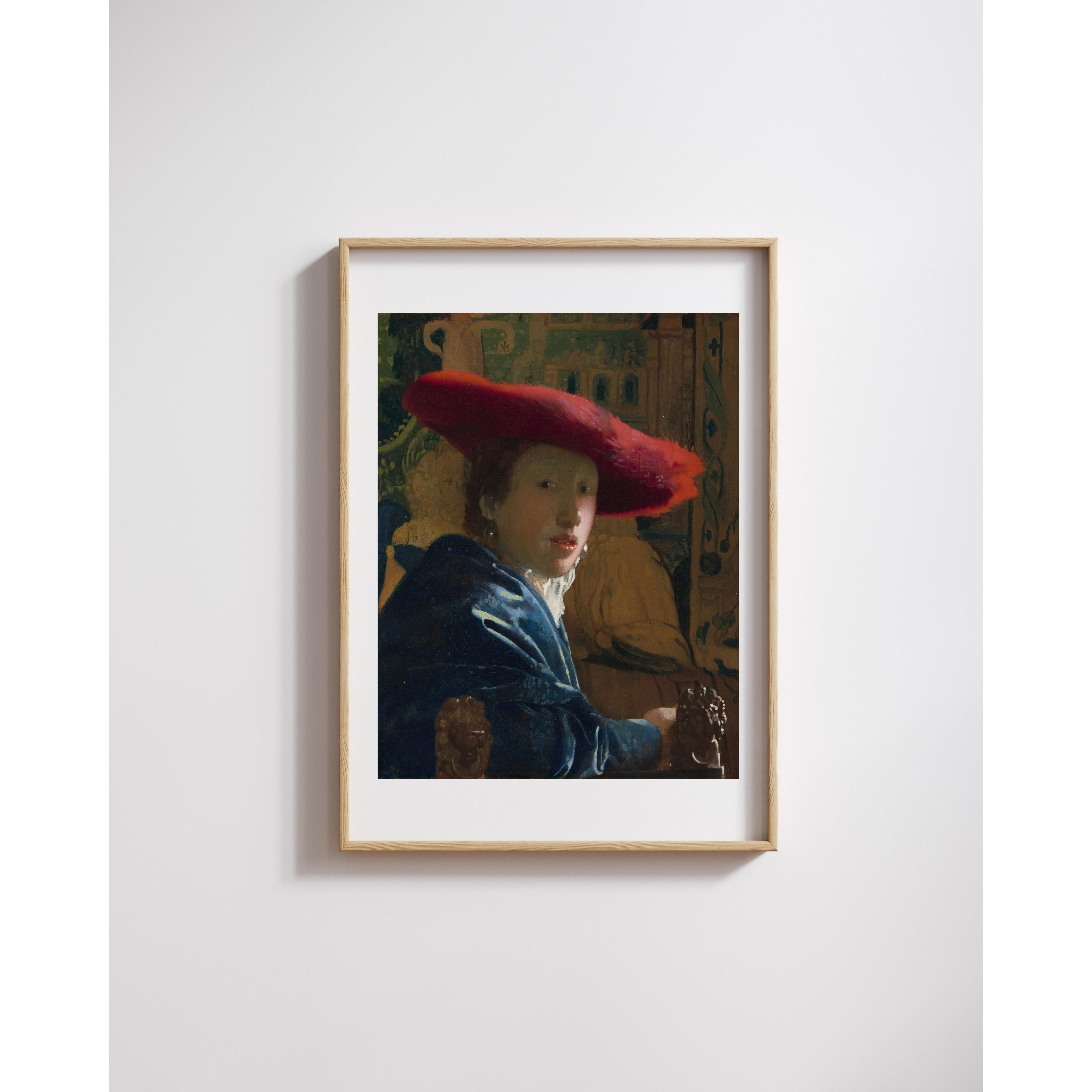 Johannes Vermeer - Kırmızı Şapkalı Kız Fine Art Baskı