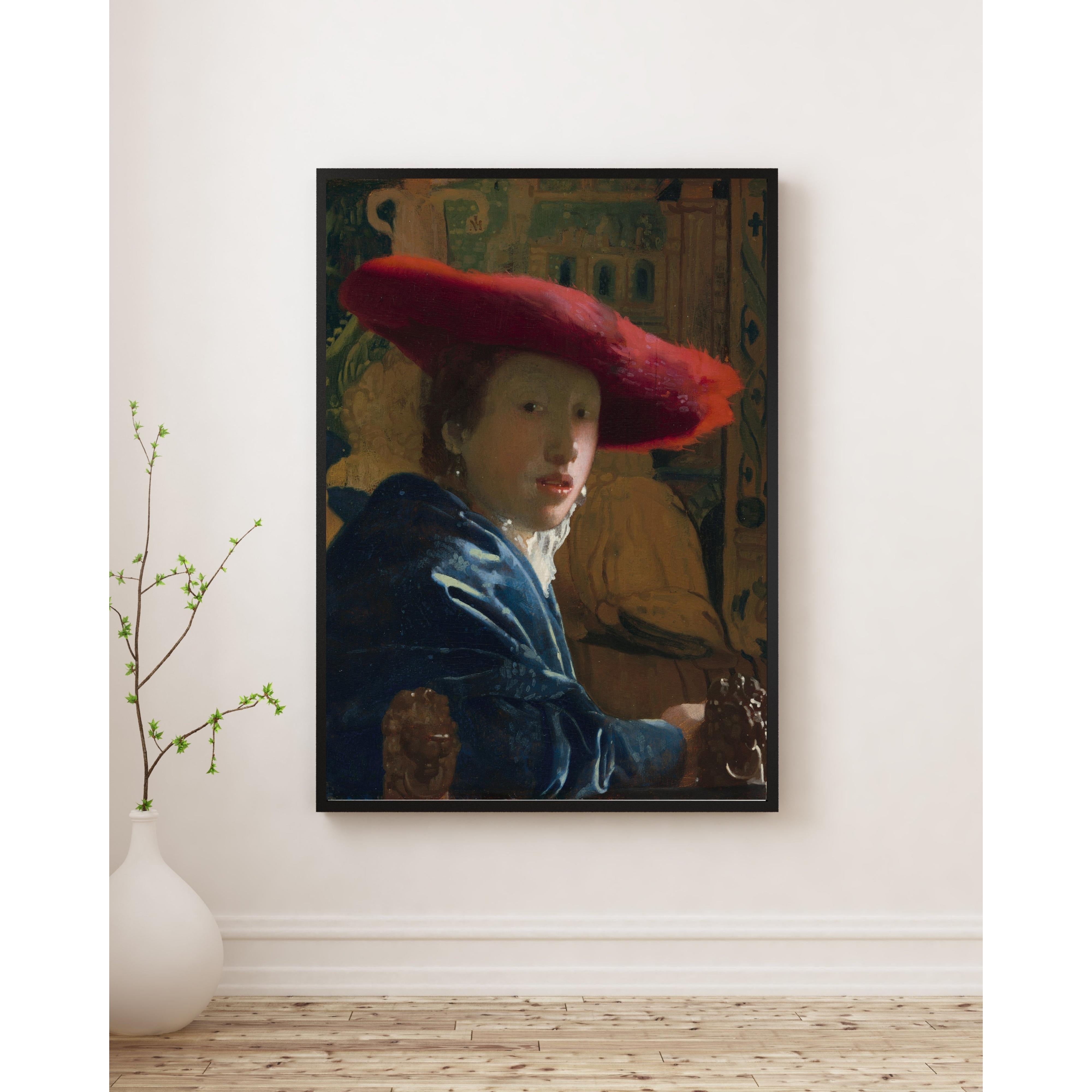 Johannes Vermeer - Kırmızı Şapkalı Kız Poster