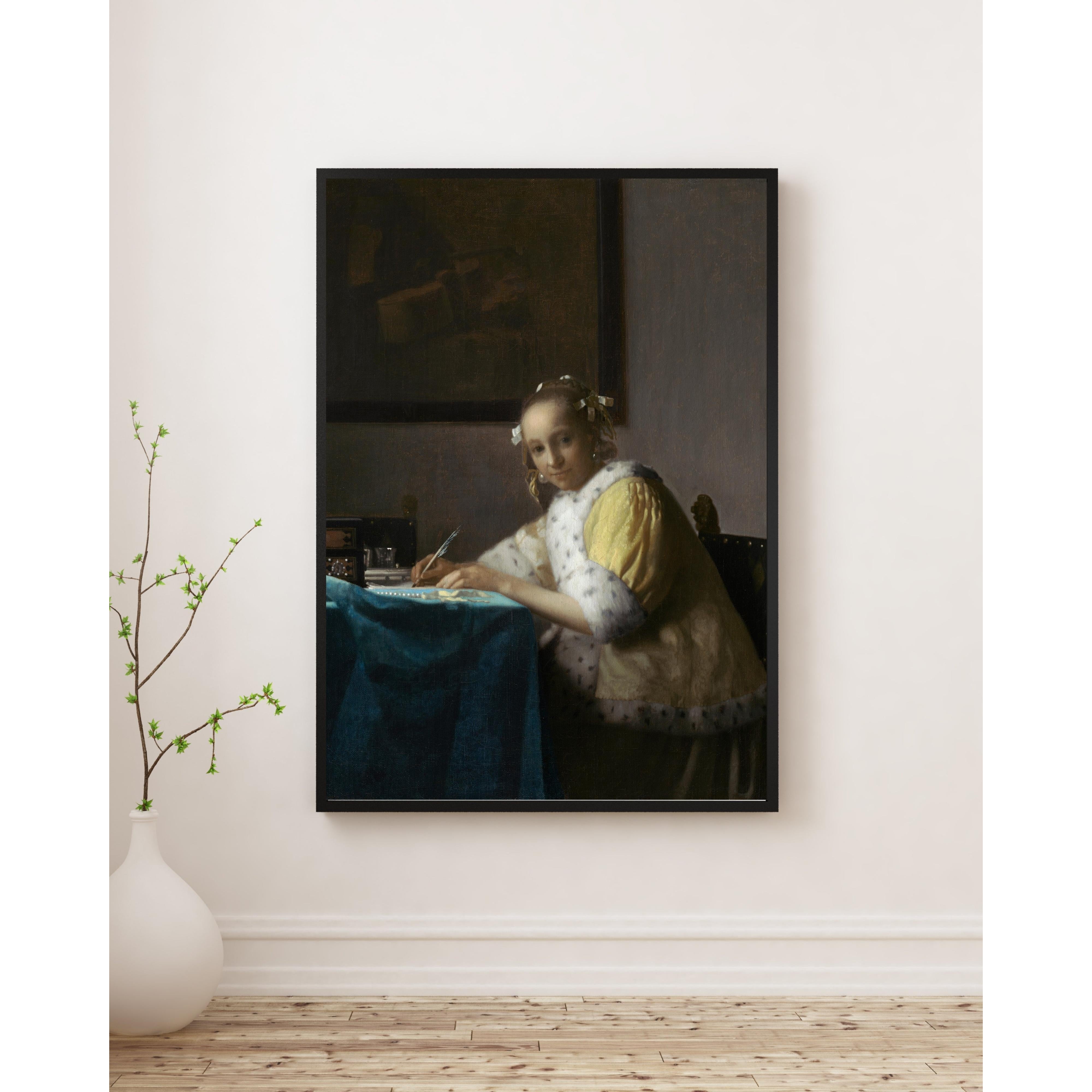 Johannes Vermeer - Mektup Yazarken Bir Leydi Poster